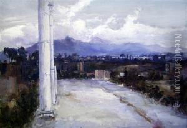 Looking Towards Athens Oil Painting - Thomas Ralph Spence