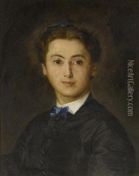Portrait Of Therese Von Wyttenbach - Von Fischer Oil Painting - Albert Anker