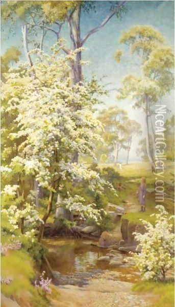 Under The Hawthorn Blossom Oil Painting - Walter Follen Bishop