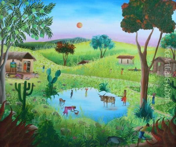 The Watering Hole Oil Painting - Pharamond Blanchard