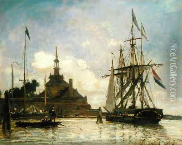 Rotterdam Port, 1857 Oil Painting - Johan Barthold Jongkind