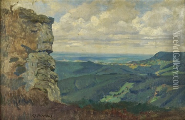 Blick Von Der Hohe In Die Landschaft Bei Kirchheim/teck Oil Painting - Martin Nicolaus