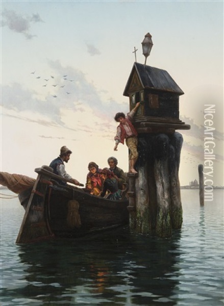 Piccola Cappella Nella Laguna Di Venezia Oil Painting - Pietro Gabrini