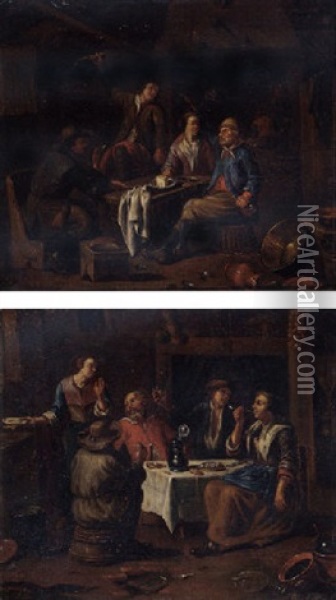 Peasants Smoking And Drinking In An Interior Oil Painting - Richard Brakenburg