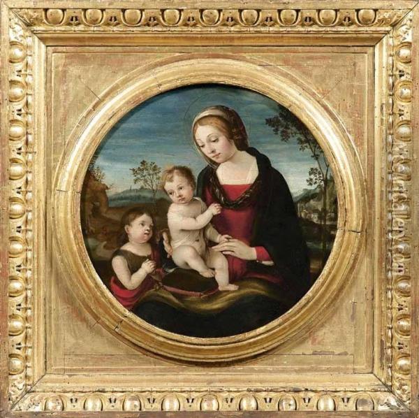 Madonna Con Il Bambino E San Giovannino Oil Painting - Vincenzo Rustici