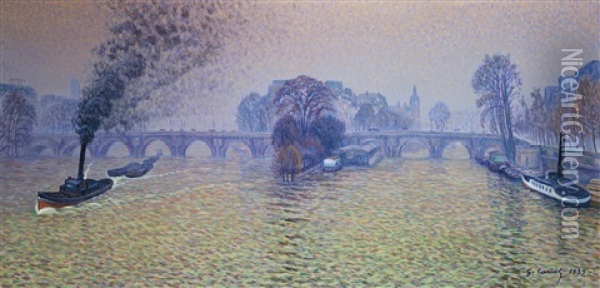 Peniche Sur La Seine Oil Painting - Gustave Camille Gaston Cariot