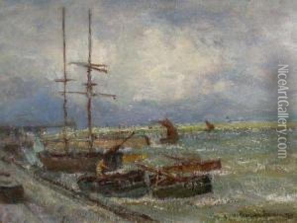 On The Berwick Coast Oil Painting - Patrick Downie