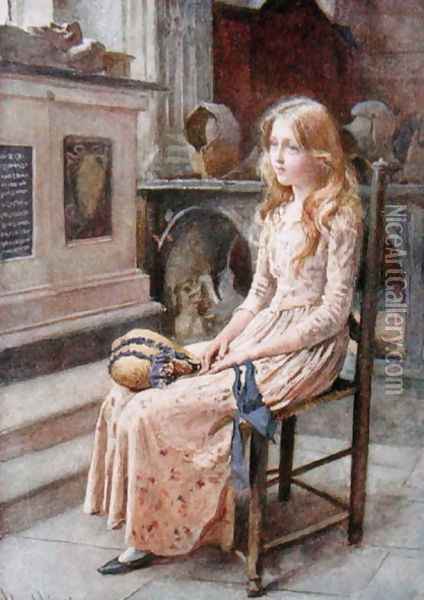 Little Nell in the Old Church, 1924 Oil Painting - Harold Copping