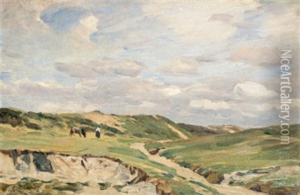 In The Dunes Oil Painting - Eugen Gustav Duecker