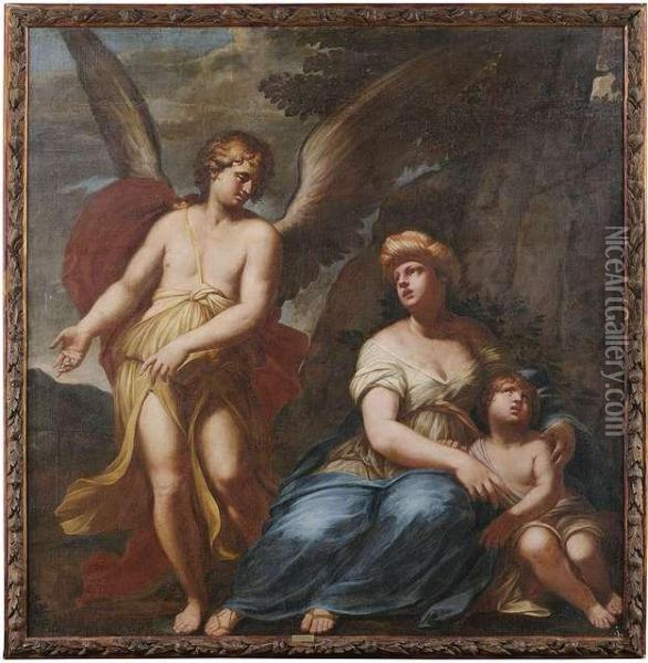 The 
Angel Succouring Hagar And Ismael. Oil Painting - Giuseppe Diamantini