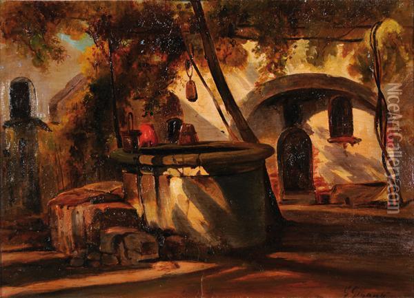 Il Pozzo Nel Cortile Oil Painting - Gaetano Gigante