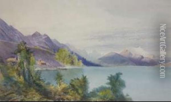 Lake Wakitipu, Mt Earnslaw Oil Painting - Nicholas Chevalier
