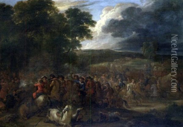 Choc De Cavalerie Oil Painting - Lambert de Hondt