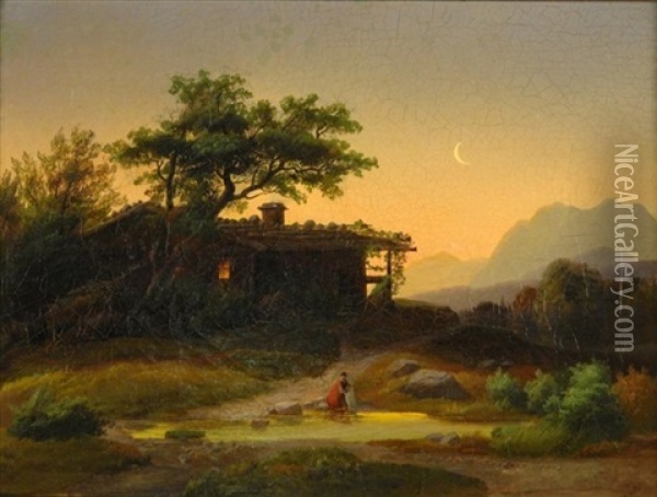 Abendfrieden Im Gebirge Oil Painting - Gustav Hausmann