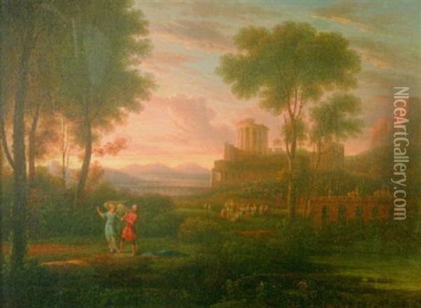 An Angel Leading A Figure From The Ruins Oil Painting - Claude Lorrain