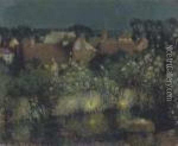 Les Toits Au Clair De Lune Oil Painting - Henri Eugene Augustin Le Sidaner