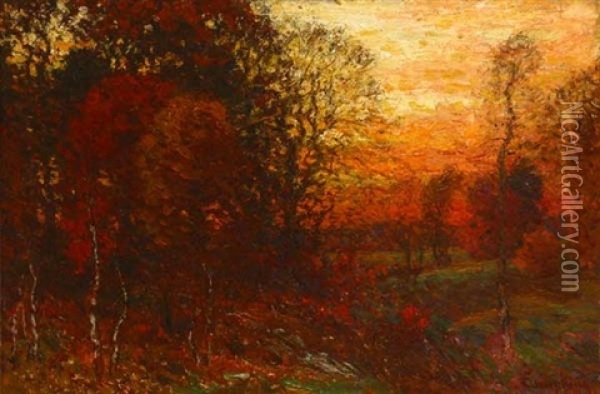 Sunset Autumn Landscape Oil Painting - John Joseph Enneking
