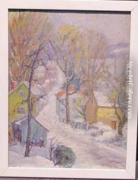 Winter On The Delaware Oil Painting - Fern Isabel Coppedge