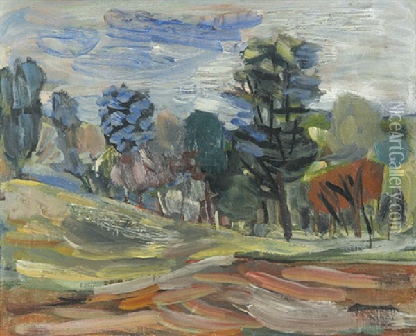 Baumbestandene Landschaft (paisagem) Oil Painting - Ernesto De Fiori