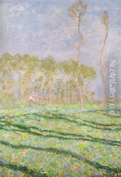 Paysage De Printemps A Giverny Oil Painting - Claude Monet