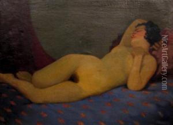 Nude Lying Oil Painting - Zsigmond Nagy