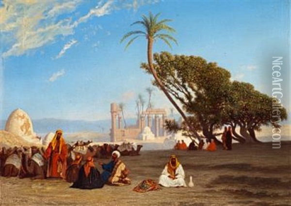 Arabs Camping Oil Painting - Charles Theodore (Frere Bey) Frere