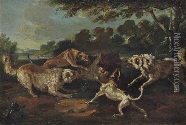 A Wolf Hunt Oil Painting - Jean-Baptiste Oudry