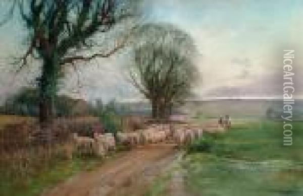 Landscape With Sheep Oil Painting - Henry Charles Fox