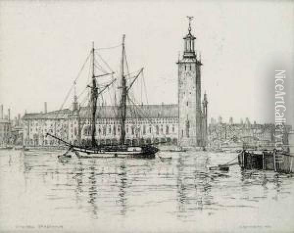 City Hall, Stockholm #trial Print 3/4 Oil Painting - Caroline Helena Armington