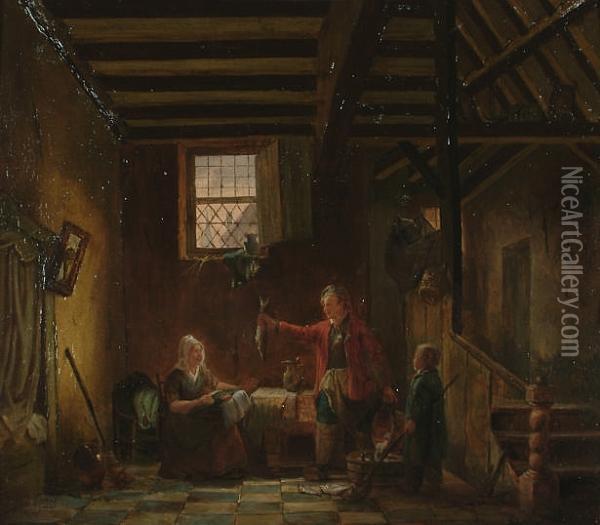 Displaying The Catch In The Cottage. Oil Painting - Jacobus Jacobs