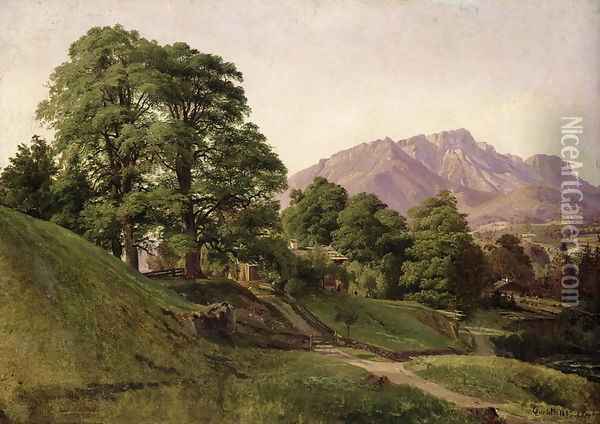 Landscape in Upper Bavaria Oil Painting - Louis Gurlitt
