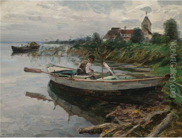 Im Ruderboot (fisherman In A Boat) Oil Painting - Alexander Max Koester
