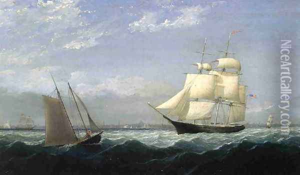 Ships in Boston Harbor Oil Painting - Fitz Hugh Lane