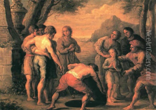 Joseph Sold Into Slavery Oil Painting - Franz Xaver Wagenschoen