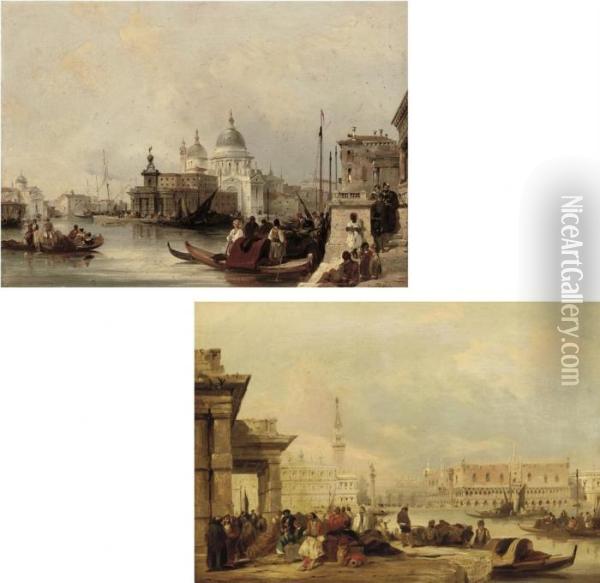 The Doge's Palace From The Dogana Oil Painting - Edward Pritchett