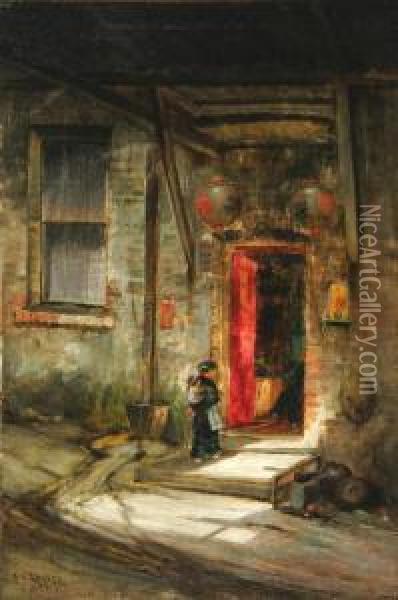 Opium Denin Rags Pickers Alley, Old Chinatown, San Francisco Oil Painting - Charles Albert Rogers