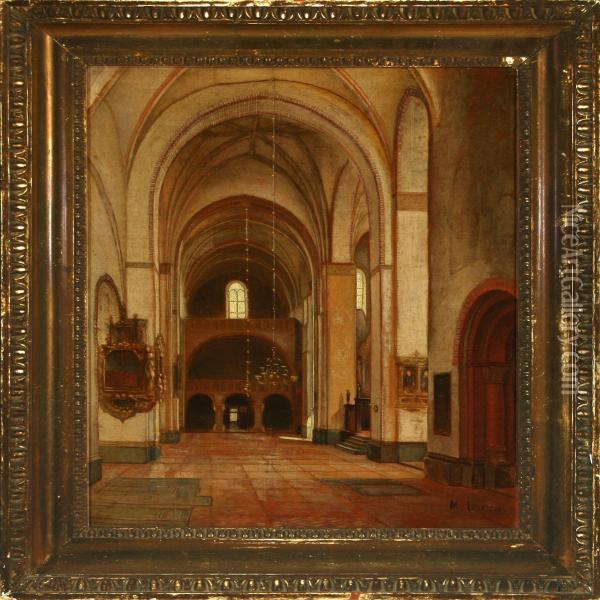 Interior From Aarhus Cathedral Oil Painting - Morten Jepsen