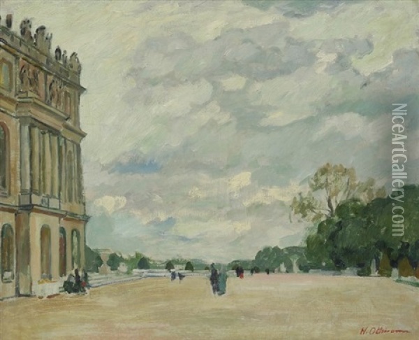 Visiteurs Au Chateau De Versailles Oil Painting - Henri Ottmann