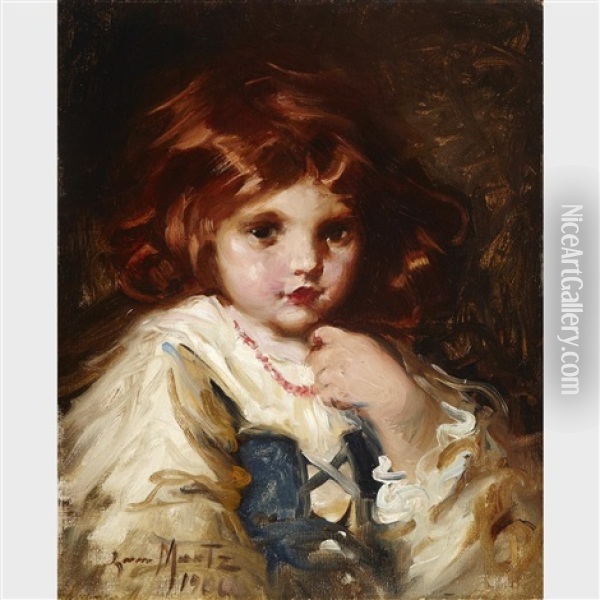 Portrait Of A Little Girl Oil Painting - Laura Adeline Muntz