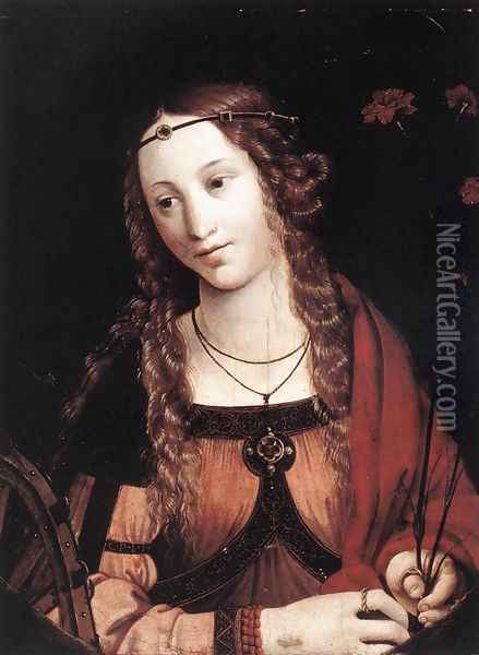 St Catherine of Alexandria 1540 Oil Painting - Callisto Piazza Da Lodi