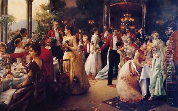 The Hunt Supper Oil Painting - Julius LeBlanc Stewart