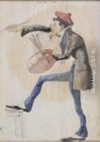 Caricatura Del Pittoregelati Oil Painting - Angiolo Tricca