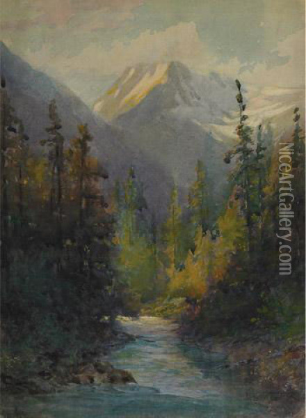 Mountain Landscape Oil Painting - Frederic Marlett Bell-Smith