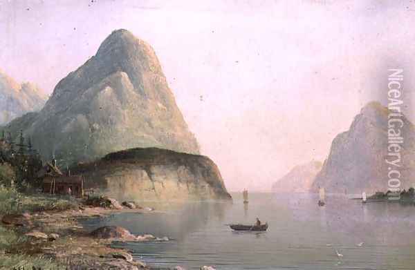A Fjord Scene Oil Painting - Nils Hans Christiansen