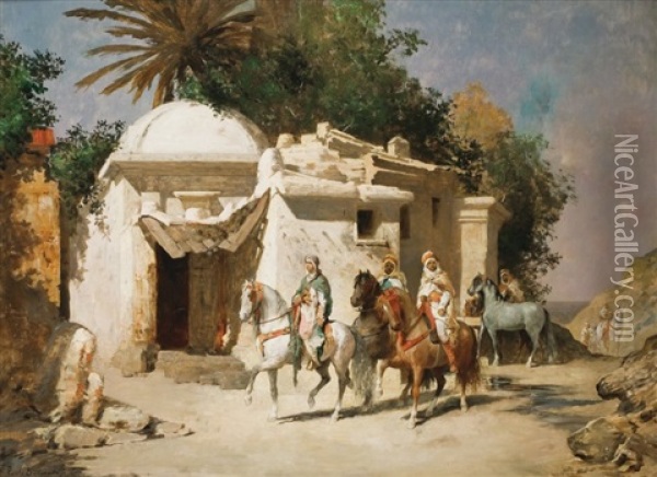 L'abreuvoir A Alger Oil Painting - Paul Delamain