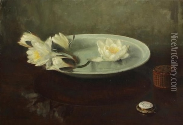 Still Life With Water Lilies Oil Painting - Frans David Oerder