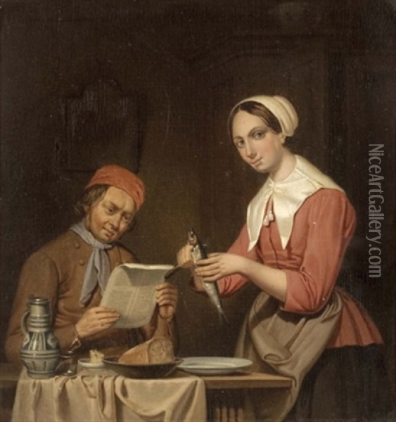 Familienidylle Oil Painting - Cornelis Willem Hoevenaar the Elder