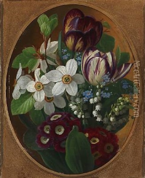 Still Life With Flowers Oil Painting - William Hammer