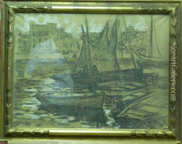 Bateaux Au Port Oil Painting - Henri Guinier