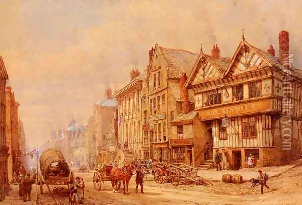 Lower Bridge Street, Chester I Oil Painting - Louise Rayner